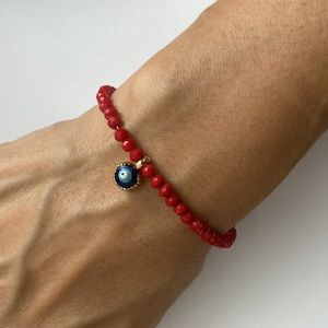 Bracelets,beaded bracelets,with evil eye beads.Size 8”